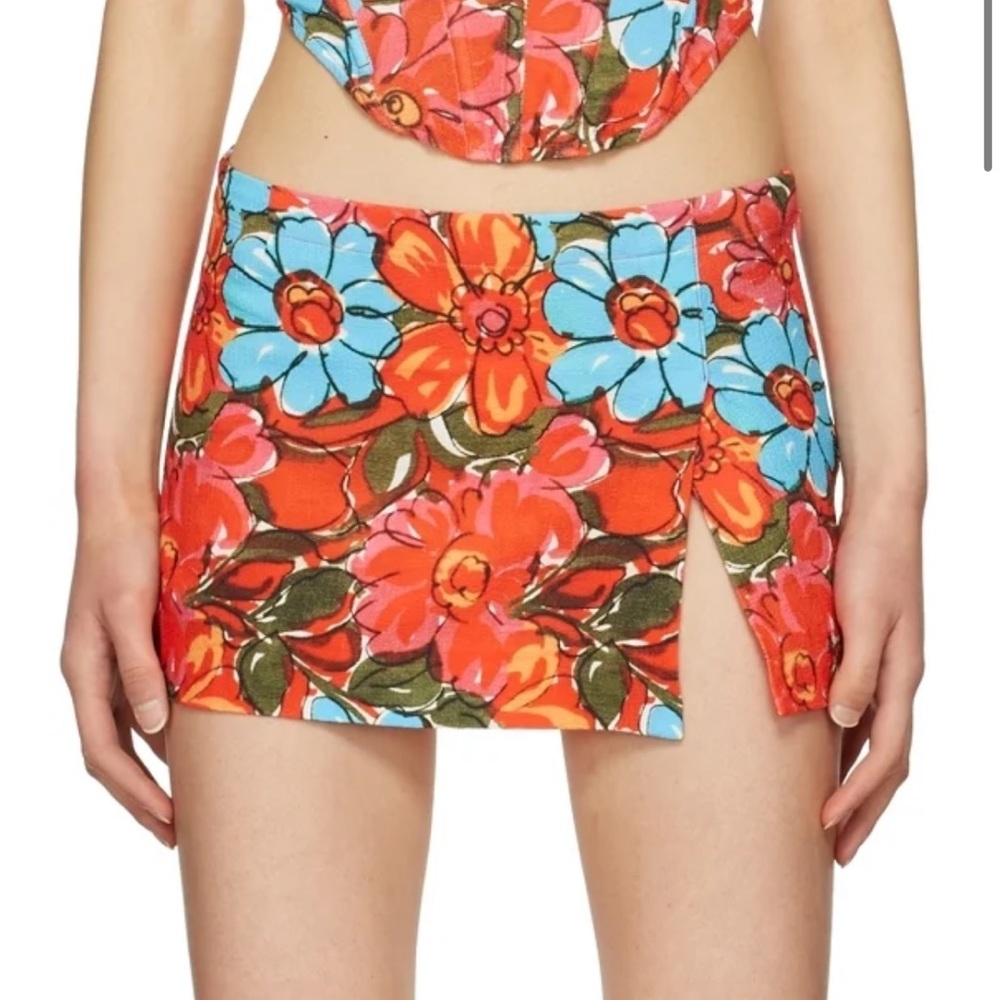 Miaou red micro mini skirt Parisian flower rouge ssense